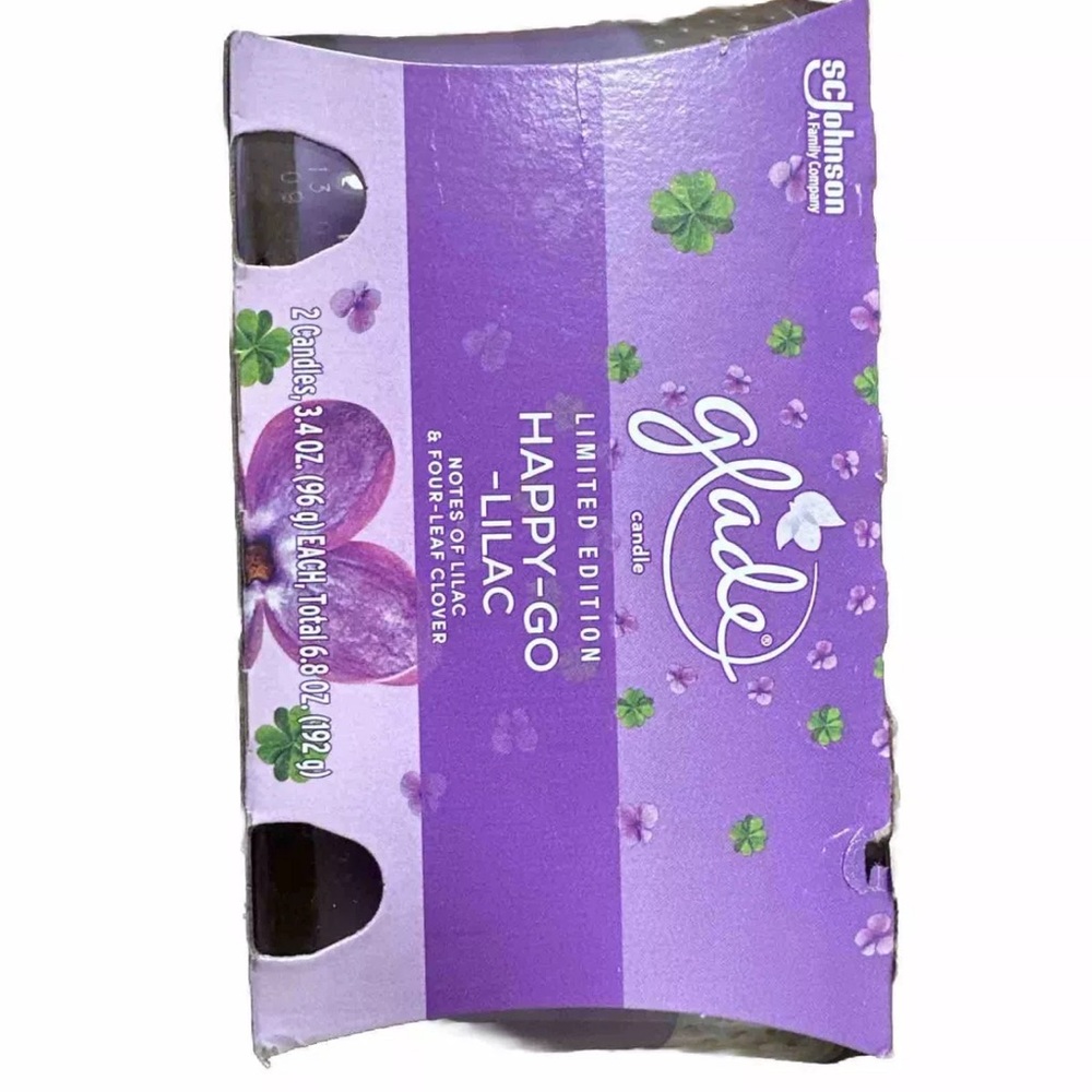 New Glade HAPPY-GO-LILAC Limited Edition 3.4oz 2ct Jar Candle Pack